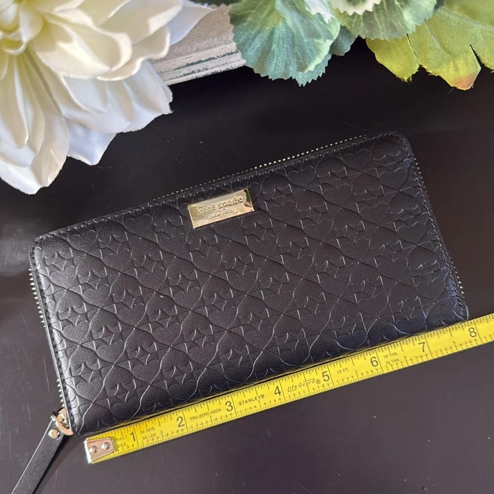 Kate Spade Penn Place Black Leather Embossed Wallet
